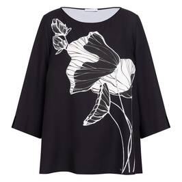 Luisa Viola Floral Print Tunic Black and White - Plus Size Collection