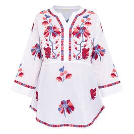 LulaSoul Embroidered Cotton Tunic White  - Plus Size Collection