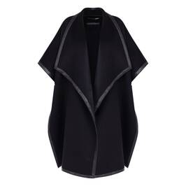 Marina Rinaldi Leather Trimmed Cape Black - Plus Size Collection