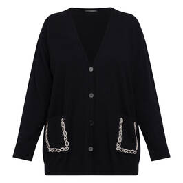 Marina Rinaldi Wool and Cashmere Cardigan Rhinestone Black - Plus Size Collection