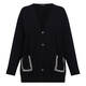 Marina Rinaldi Wool and Cashmere Cardigan Rhinestone Black