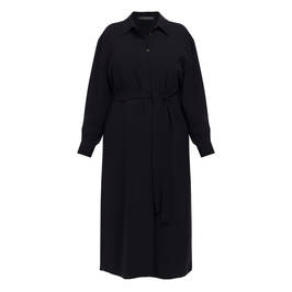 Marina Rinaldi Compact Triacetate Shirt Dress Black - Plus Size Collection