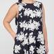 Marina Rinaldi Cotton Poplin Dress With Optional Sleeve Floral Black 