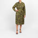 Marina Rinaldi Leaf Print Shirt Dress Khaki