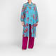 Marina Rinaldi Silk Long Shirt and Vest Twinset Turquoise 