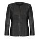 MARINA RINALDI Soft Leather Collarless Black JACKET