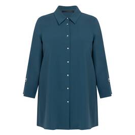 Marina Rinaldi Cady Shacket with Rhinestone Bows Emerald - Plus Size Collection