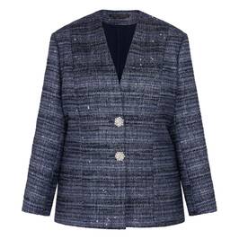 Marina Rinaldi Yarn-Dyed Jacket Midnight Blue - Plus Size Collection