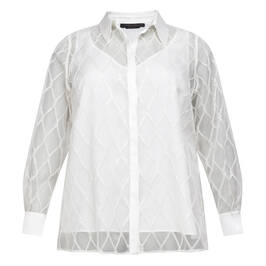 Marina Rinaldi Embroidered Organza Shirt White - Plus Size Collection