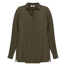 Marina Rinaldi Pure Silk Shirt Khaki  - Plus Size Collection