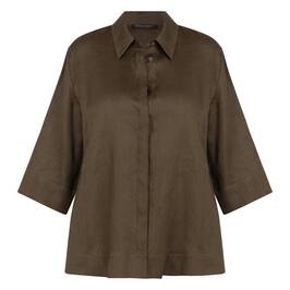Marina Rinaldi Linen Shirt Khaki Green - Plus Size Collection