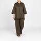 Marina Rinaldi Pull On Linen Trousers Khaki Green