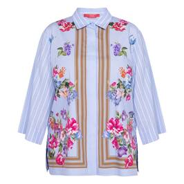 Marina Rinaldi Floral Cotton Shirt Light Blue - Plus Size Collection