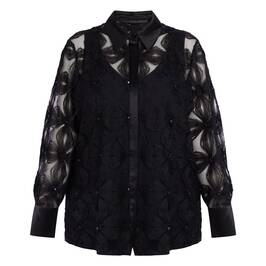 Marina Rinaldi Embroidered Tulle Shirt Black - Plus Size Collection