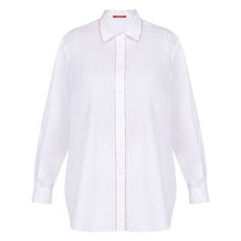 Marina Rinaldi Cotton Shirt Rhinesone Placket White  - Plus Size Collection