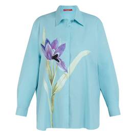 Marina Rinaldi Cotton Poplin Shirt Turquoise  - Plus Size Collection