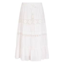 Marina Rinaldi Long Flounced Cotton Skirt Ivory - Plus Size Collection