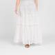 Marina Rinaldi Long Flounced Cotton Skirt Ivory