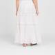 Marina Rinaldi Long Flounced Cotton Skirt Ivory