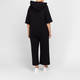 Marina Rinaldi Laser Cut Faux Leather and Jersey Hoodie Black