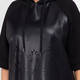 Marina Rinaldi Laser Cut Faux Leather and Jersey Hoodie Black