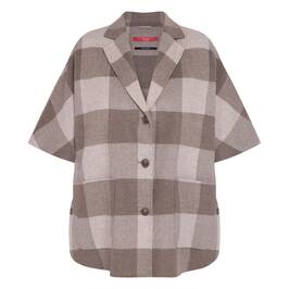 Marina Rinaldi Check Wool Coat Taupe - Plus Size Collection