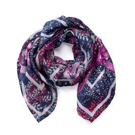 Marina Rinaldi Silk Print Scarf Navy - Plus Size Collection
