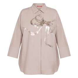 Marina Rinaldi Shirt Foil Bow Beige - Plus Size Collection