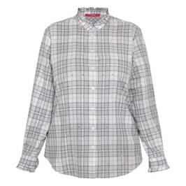 Marina Rinaldi Check Flannel Shirt Rhinestone Grey  - Plus Size Collection