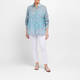 Marina Rinaldi Printed Cotton Muslin Paisley Shirt Turquoise
