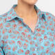 Marina Rinaldi Printed Cotton Muslin Paisley Shirt Turquoise