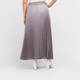 Marina Rinaldi Long Pleated Satin Skirt Mushroom