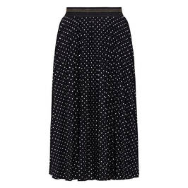 Marina Rinaldi Spot Print Long Pleated Skirt Black - Plus Size Collection