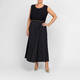 Marina Rinaldi Spot Print Long Pleated Skirt Black