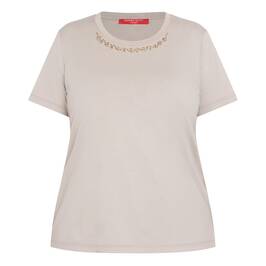 Marina Rinaldi Jewel Collar T-Shirt Taupe - Plus Size Collection