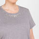 Marina Rinaldi Embellished Cotton T-Shirt Grey