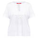 Marina Rinaldi Cotton Tie Neck T-Shirt White 
