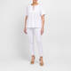 Marina Rinaldi Cotton Tie Neck T-Shirt White 