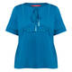 Marina Rinaldi Cotton Tie Neck T-Shirt Turquoise 