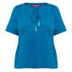 Marina Rinaldi Cotton Tie Neck T-Shirt Turquoise 