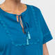 Marina Rinaldi Cotton Tie Neck T-Shirt Turquoise 