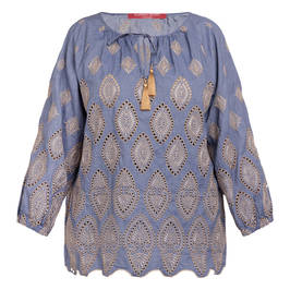 Marina Rinaldi Cotton and Linen Shirt Blue  - Plus Size Collection