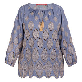 Marina Rinaldi Cotton and Linen Shirt Blue  - Plus Size Collection