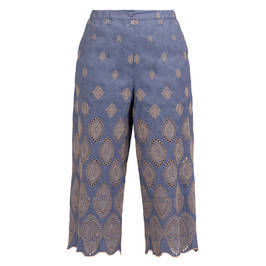 Marina Rinaldi Embroidered Trousers Blue  - Plus Size Collection
