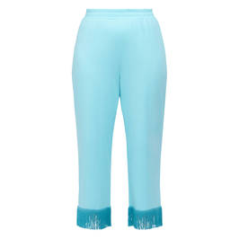 Marina Rinaldi Fringed Jersey Trouser Turquoise - Plus Size Collection