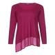 MARINA RINALDI BORDEAUX ASYMMETRIC CHIFFON TRIM SWEATER