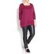 MARINA RINALDI BORDEAUX ASYMMETRIC CHIFFON TRIM SWEATER