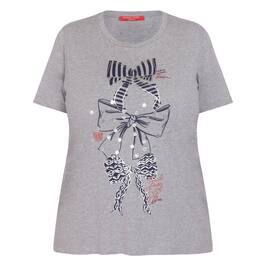 Marina Rinaldi Cotton Bow Print T-Shirt Grey - Plus Size Collection