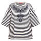 Marina Rinaldi Embroidered Jersey T-Shirt Navy Stripe