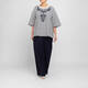 Marina Rinaldi Embroidered Jersey T-Shirt Navy Stripe